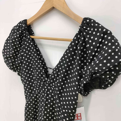 ザラ ZARA リネンブレンドポルカドットミディワンピース レディース import:XS