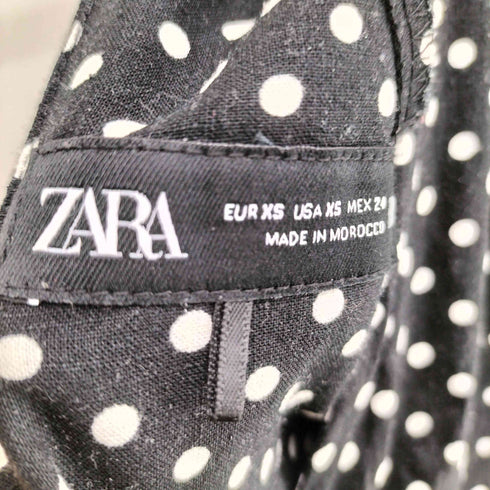 ザラ ZARA リネンブレンドポルカドットミディワンピース レディース import:XS
