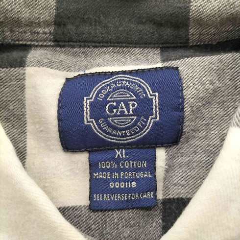 ギャップ Gap 80-90S OLD 初期タグ Euro ユーロ ブロック チェック コットン L/S シャツ メンズ import:XL