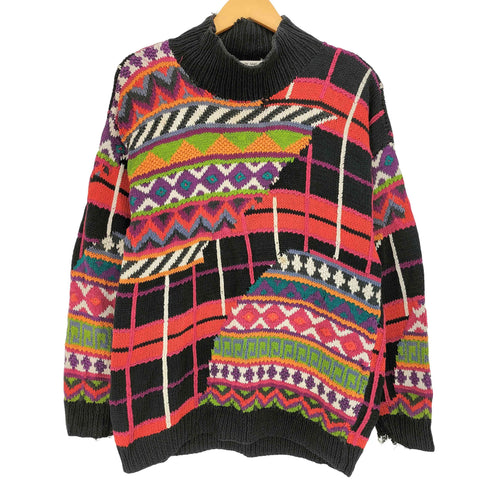 KNTITING ラミー コットン ネイティブ柄 モックネック ニット メンズ import:M