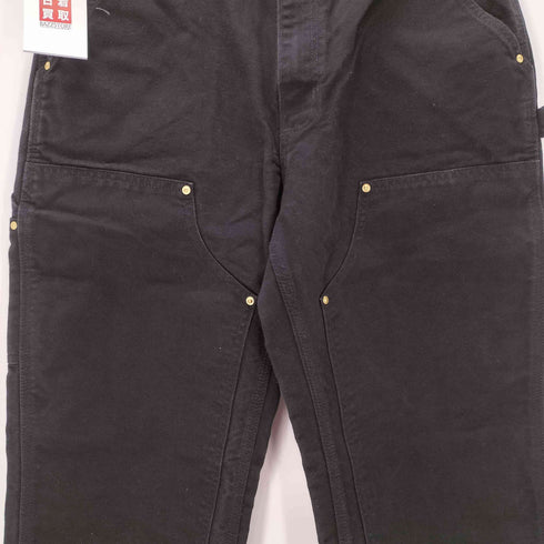 カーハート Carhartt MADE IN USA LOOSE FIT BLACK DOUBLE FRONT WORK DUNGAREE USA製 ルーズ フィット ダブル フロント ダック ダンガリー ダブルニー ペインター ワイド ワーク パンツ ブラック メンズ 32×32
