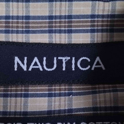 ノーティカ NAUTICA 80'S TWO-PLY COTTON ロゴ刺繍 ボタンダウン L/S チェック シャツ メンズ import:L
