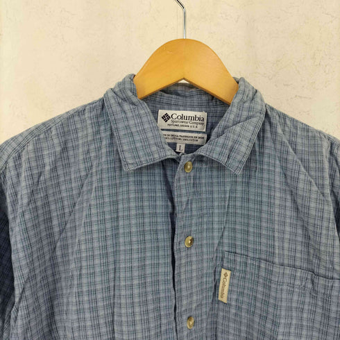 コロンビア Columbia インド綿 コットン チェック 半袖 シャツ メンズ L