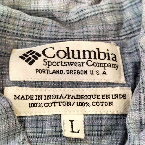 コロンビア Columbia インド綿 コットン チェック 半袖 シャツ メンズ L
