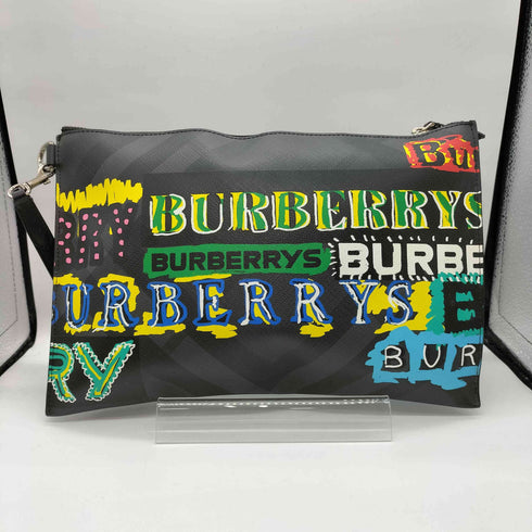 バーバリー BURBERRY CNDONHOUDON ロンドンチェック グラフィック ロゴプリント クラッチバッグ メンズ