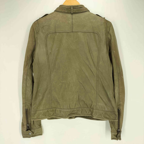 イタリア製 羊革 シープレザー ワイヤー エポレット シングルライダースジャケット メンズ import:XL
