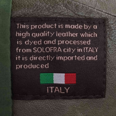 イタリア製 羊革 シープレザー ワイヤー エポレット シングルライダースジャケット メンズ import:XL