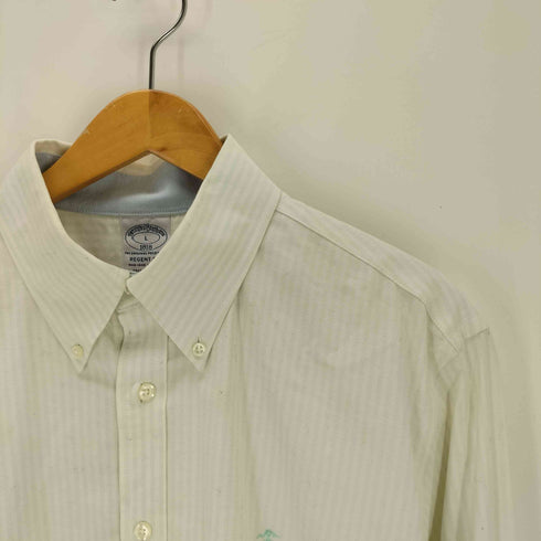 ブルックスブラザーズ BROOKS BROTHERS REGENT FIT ワンポイント ロゴ 刺繍 長袖 ストライプ シャツ メンズ import:L