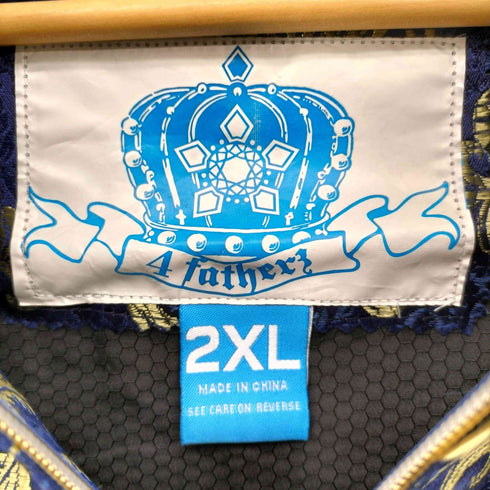 4fathers 2022 アメリカ ストリート 鳳凰刺繍 中国模様 エンブレム ジップアップ パーカー メンズ 2XL