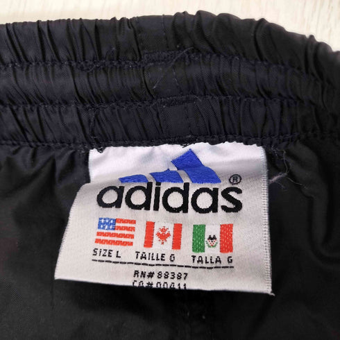 アディダス adidas 90s 万国旗タグ 裾ジップ サイドライン ナイロン トラックパンツ メンズ L