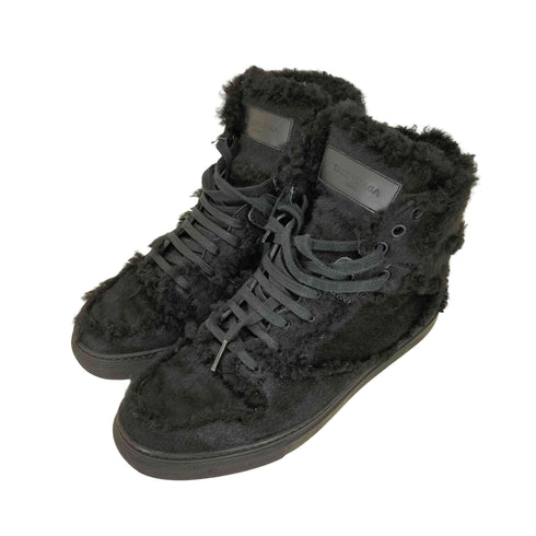 バレンシアガ BALENCIAGA Arena Sheep Fur High Top Sneakers ハラコ ボア ハイカット スニーカー レディース EUR:38