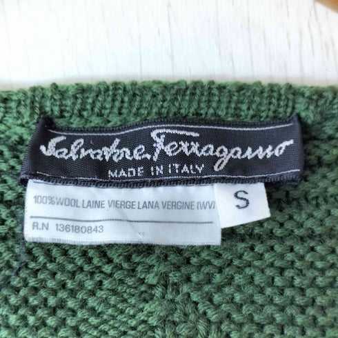 サルヴァトーレフェラガモ Salvatore Ferragamo 切り替え 編み クルーネック ニット レディース import:S