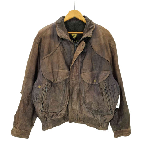 SALMAN 90S OLD A-2 TYPE genuine leathe 裏地 水玉 ドット 本革 レザー フライト ジャケット メンズ