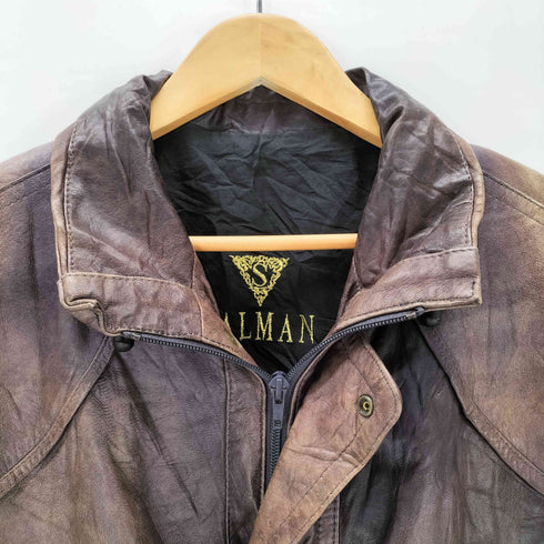SALMAN 90S OLD A-2 TYPE genuine leathe 裏地 水玉 ドット 本革 レザー フライト ジャケット メンズ