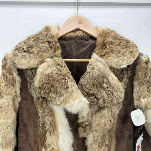 VINTAGE REAL FUR & genuine leathe ヴィンテージ リアル ファー 本革 リアル レザー スエード コンビ ロング コート レディース