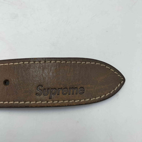 シュプリーム Supreme レザーロゴ刻印 ライン デザインベルト メンズ