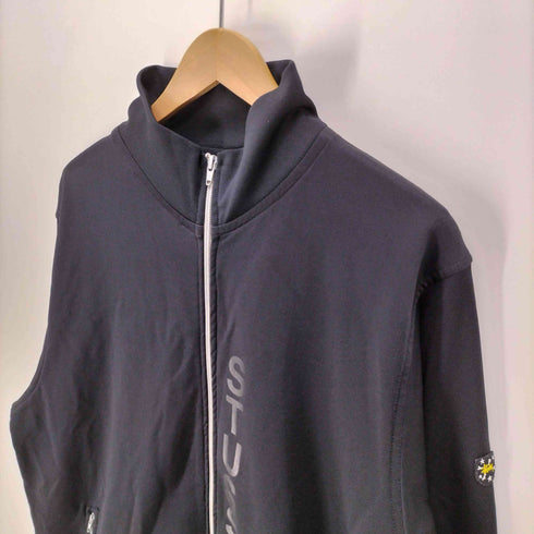 ステューシー Stussy 90-00S 紺タグ エンブレムワッペン ロゴプリント ポリコットン ダブルジップ トラックジャケット メンズ import:L