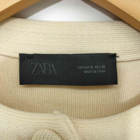 ザラ ZARA パフスリーブスリット ニットカーディガン レディース import:S