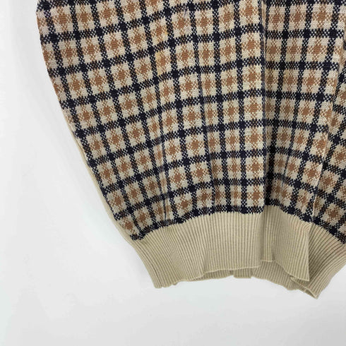 アクアスキュータム AQUASCUTUM 80-90S OLD MADE IN GT.BRITAIN 英国製 チェック ニット ベスト メンズ EUR:44