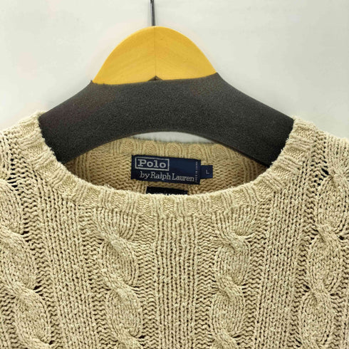 ポロバイラルフローレン Polo by RALPH LAUREN 90S OLD SILK 100% ポニー 無し 絹 シルク ケーブル ニット セーター メンズ import:L