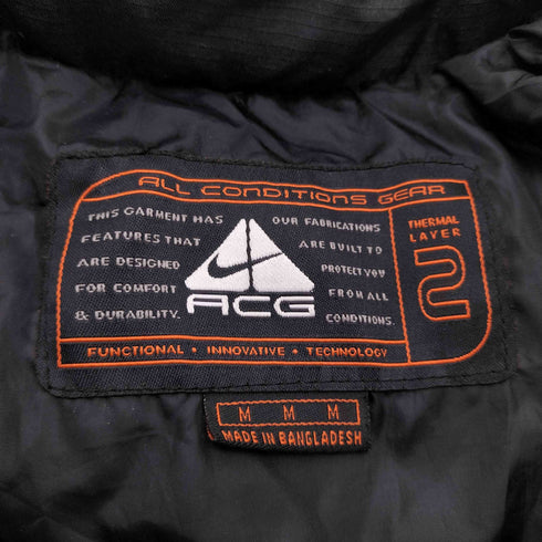 ナイキエーシージー NIKE ACG 90-00S OLD ARCHIVE THERMAL LAYER 2 BLACK DOWN JACKET アーカイブ サーマル レイヤー ブラック ダウン ジャケット 裾ドローコード メンズ import:M
