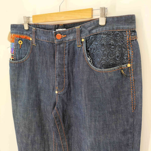 90-00S ネイティブ刺繍 ボタンフライ オーバーサイズ ワイドデニムパンツ Y2K メンズ JPN:42