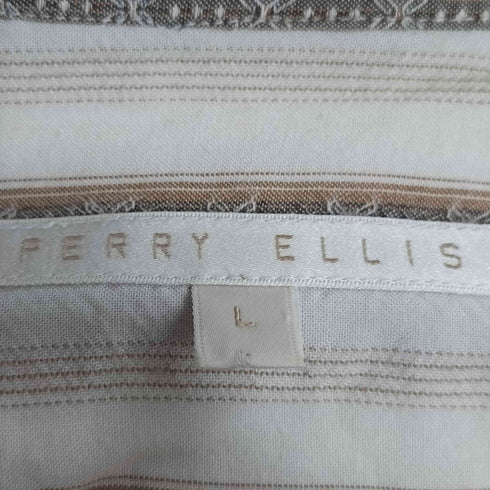 ペリーエリス PERRY ELLIS 90s レーヨン100% ストライプ オープンカラーシャツ メンズ import:L