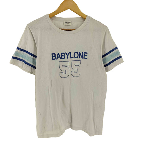 イヴサンローラン Yves Saint Laurent 18AW イタリア製 BABYLONE 55 両面プリント クルーネック Tシャツ メンズ XS