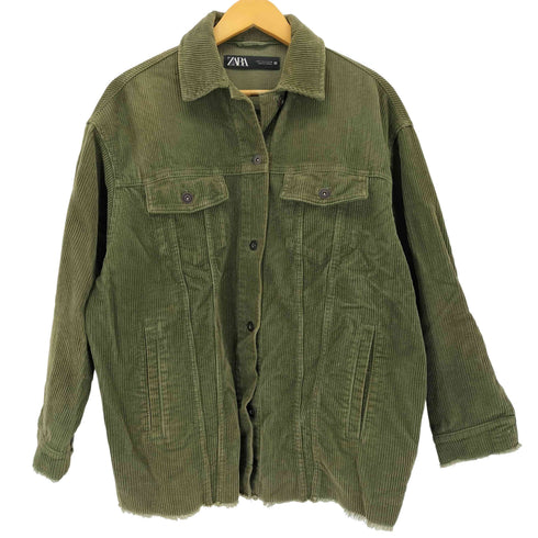 ザラ ZARA カットオフ コーデュロイ シャツジャケット レディース import:S