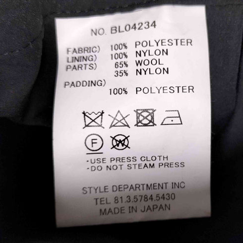 スティルバイハンド STILL BY HAND 23AW Stand collar blouson スタンドカラー シンサレート ブルゾン 中綿 ジャケット タスラン 加工 ブラック メンズ JPN:46