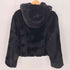 ザラ ZARA フェイクファー ジップアップ フーデッド ジャケット フード ドローコード レディース import:XL