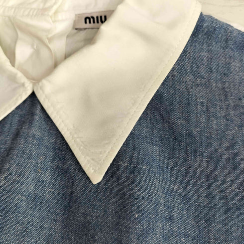 ミュウミュウ miu miu デニム切替 ノースリーブ シャツ レディース 36