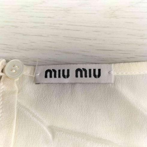 ミュウミュウ miu miu ピンタック リボン シルク ノースリーブ シャツ レディース import:XS