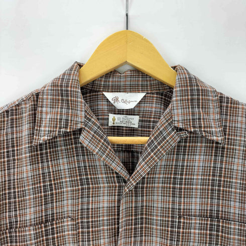 Mr.California ミスターカリフォルニア 70S 三角タグ ポリ コットン 開襟 オープンカラー チェック柄 S/S シャツ 襟芯 メンズ import:S