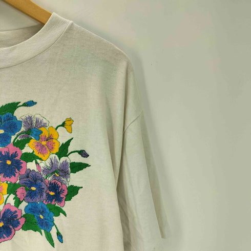ヘインズ Hanes 80S OLD USA製 ボディ 花柄 ボタニカル プリント ボックス Tシャツ 裾袖シングル メンズ import:XL
