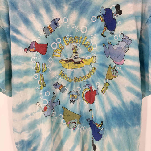 90S OLD ボディ UK バンド プリント タイダイ ボックス Tシャツ 裾袖シングル メンズ
