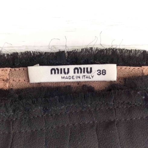 ミュウミュウ miu miu 90-00S レース プリーツ シルク ミニスカート レディース 38