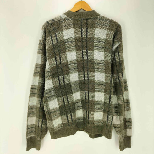 ピューリタン PURITAN 60-70S OLD VINTAGE ヴィンテージ チェック パターン アクリル シャギー ニット カーディガン メンズ EUR:44