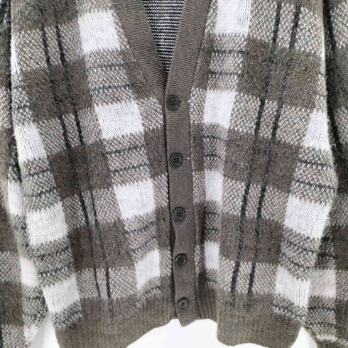 ピューリタン PURITAN 60-70S OLD VINTAGE ヴィンテージ チェック パターン アクリル シャギー ニット カーディガン メンズ EUR:44