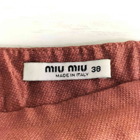 ミュウミュウ miu miu 90-00S 光沢 ボックスプリーツ シルク ミニスカート レディース 38