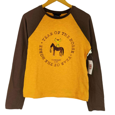 ザラ ZARA LOTTIE RAE プリント ロングスリーブ ラグラン Tシャツ レディース import:L