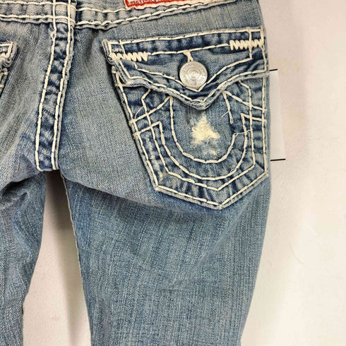 トゥルーレリジョン TRUE RELIGION ダメージ加工 ローライズ フレア デニムパンツ レディース US:24