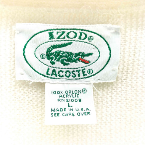 アイゾッドラコステ IZOD LACOSTE 80-90s USA製 ワンポイントロゴ カーディガン メンズ import:L