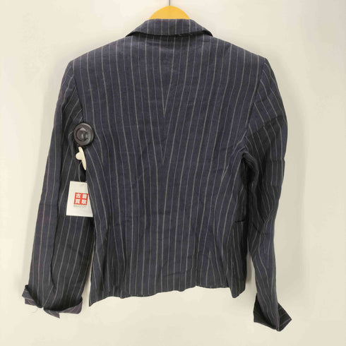マックスマーラ MAX MARA MADE IN ITALY LINEN 98% イタリア製 白タグ リネン ストライプ テーラード ジャケット レディース EUR:40