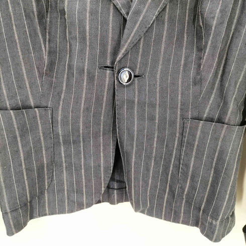 マックスマーラ MAX MARA MADE IN ITALY LINEN 98% イタリア製 白タグ リネン ストライプ テーラード ジャケット レディース EUR:40