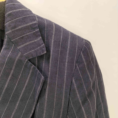 マックスマーラ MAX MARA MADE IN ITALY LINEN 98% イタリア製 白タグ リネン ストライプ テーラード ジャケット レディース EUR:40