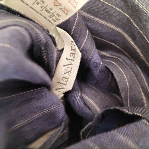マックスマーラ MAX MARA MADE IN ITALY LINEN 98% イタリア製 白タグ リネン ストライプ テーラード ジャケット レディース EUR:40
