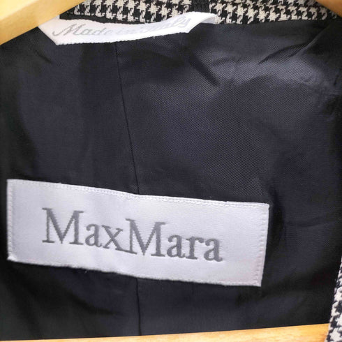 マックスマーラ MAX MARA MADE IN ITALY VIRGIN WOOL 100% イタリア製 白タグ バージン ウール 千鳥格子 ハウンドトゥース テーラード ジャケット レディース EUR:38