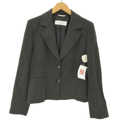マックスマーラ MAX MARA MADE IN ITALY VIRGIN WOOL 97% イタリア製 白タグ バージン ウール 織り 生地 テーラード ジャケット レディース EUR:38