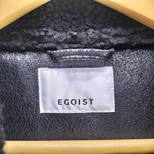 エゴイスト EGOIST 裏ボア フェイク ムートン ライダース クロップド ジャケット ブラック Y2K レディース JPN:1